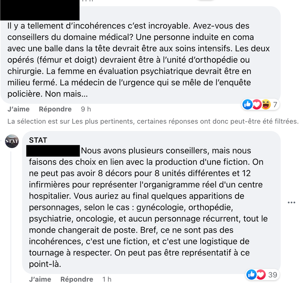 Commentaires sur Facebook.