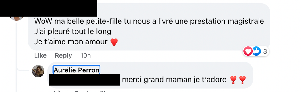 Commentaires sur Facebook.