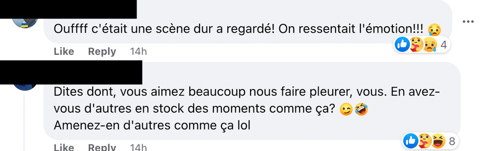 Commentaires sur Facebook.
