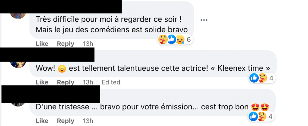 Commentaires sur Facebook.