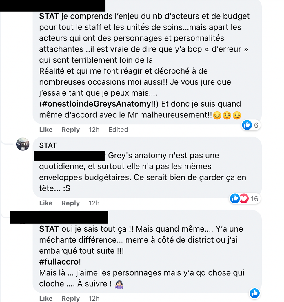 Commentaires sur Facebook.