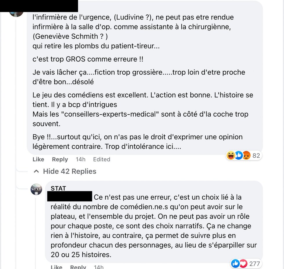Commentaires sur Facebook.