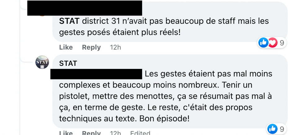 Commentaires sur Facebook.