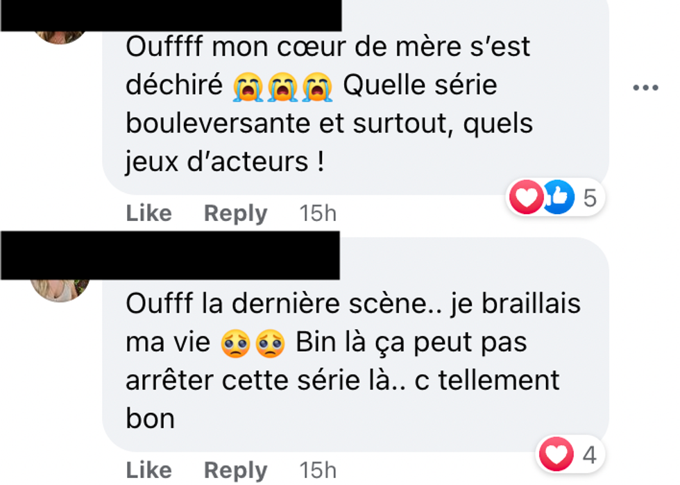Commentaires sur Facebook.