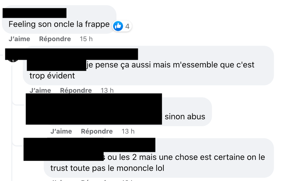 Commentaires sur Facebook.