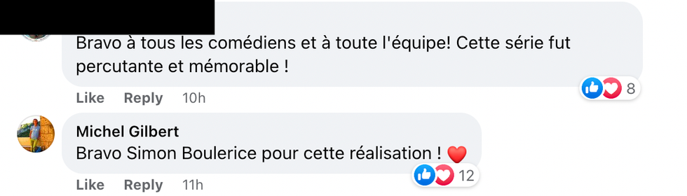 Commentaires sur Facebook.