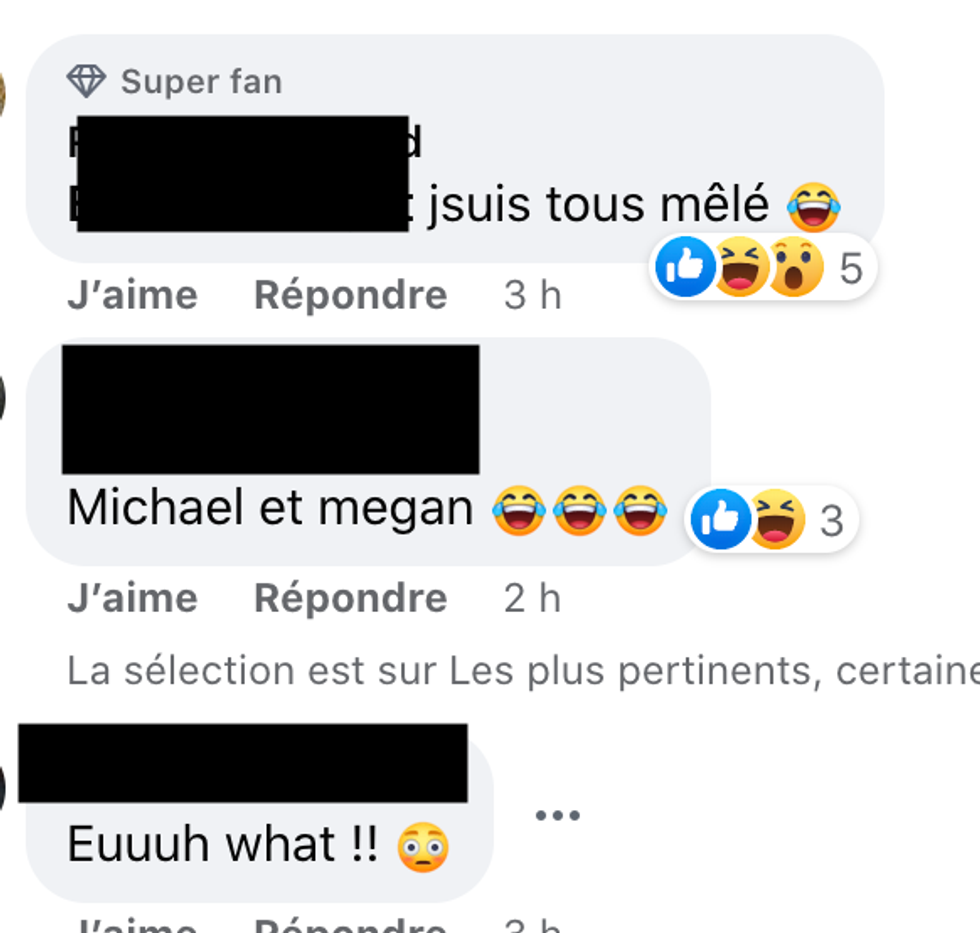 Commentaires sur Facebook.