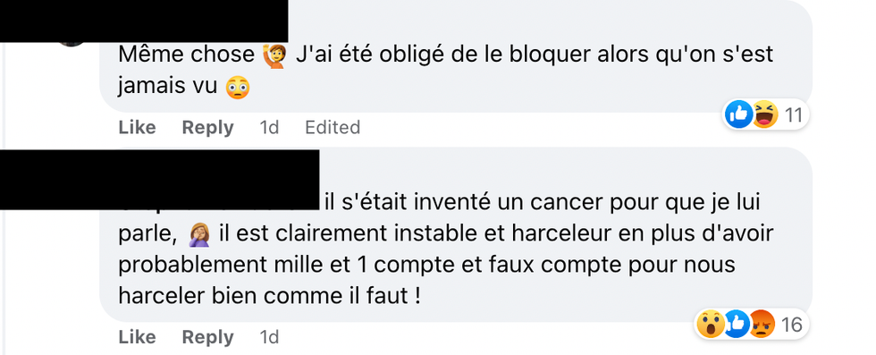 Commentaires sur Facebook.