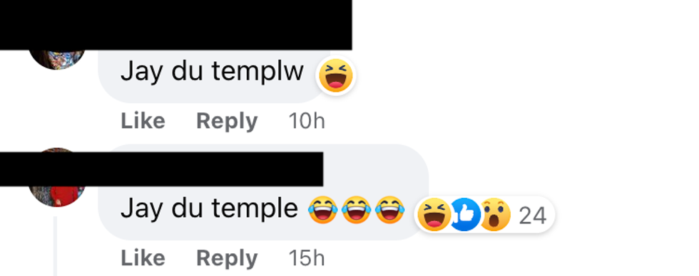 Commentaires sur Facebook.