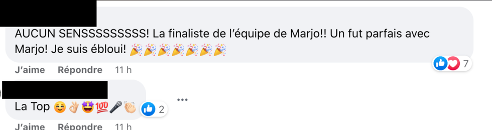 Commentaires sur Facebook.