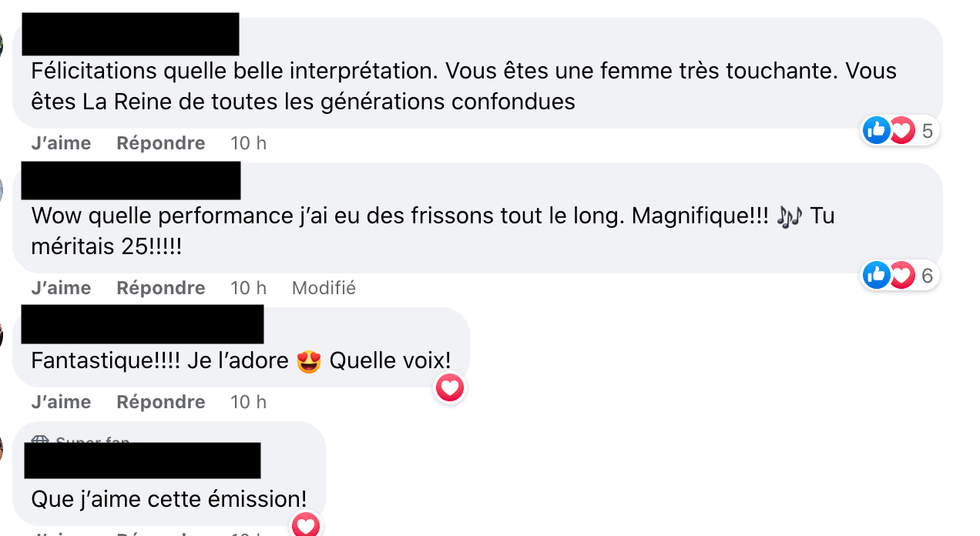 Commentaires sur Facebook.