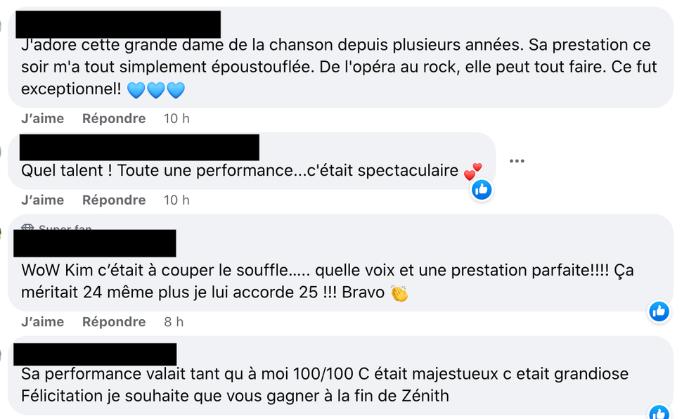 Commentaires sur Facebook.
