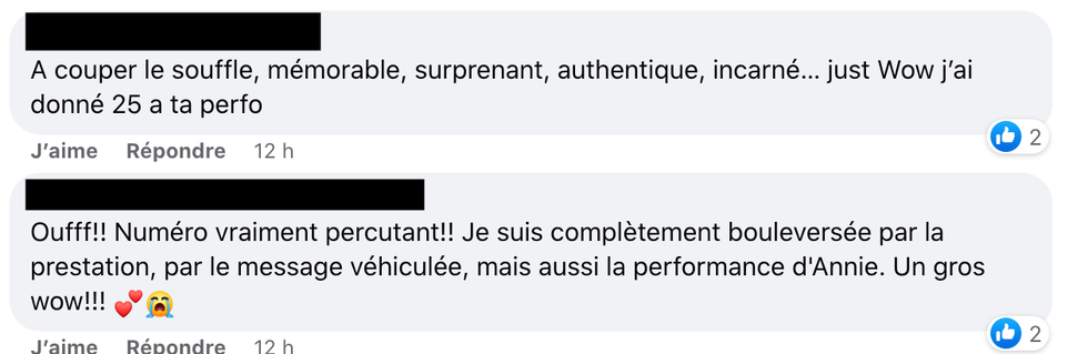 Commentaires sur Facebook.