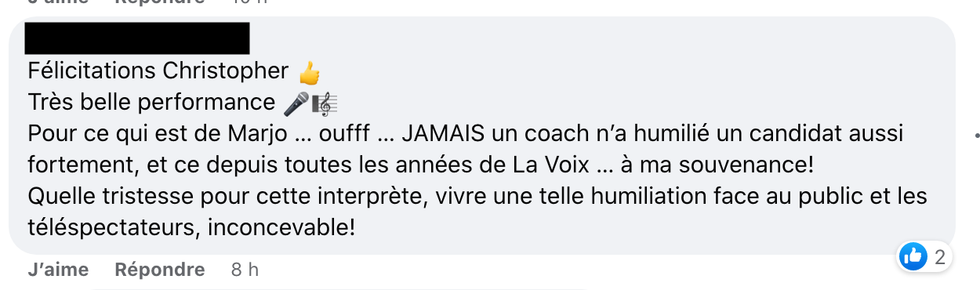 Commentaires sur Facebook.