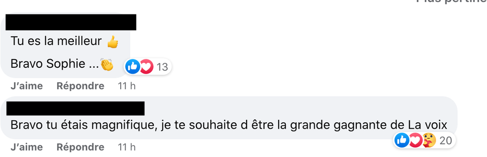 Commentaires sur Facebook.