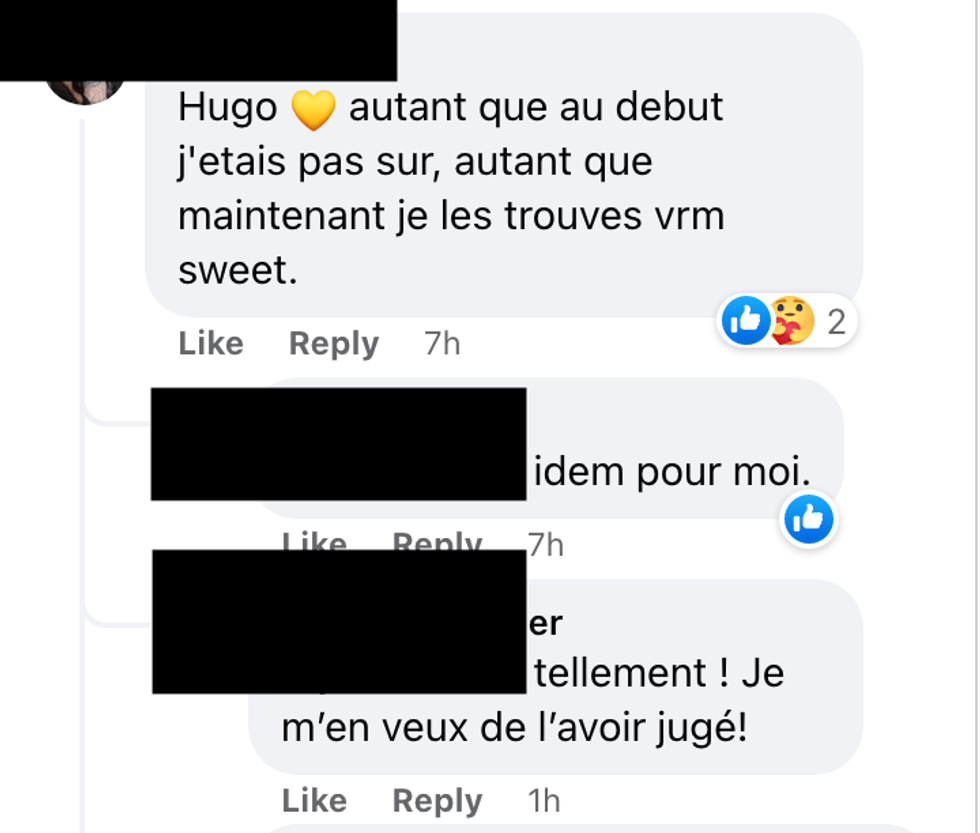 Commentaires sur Facebook.