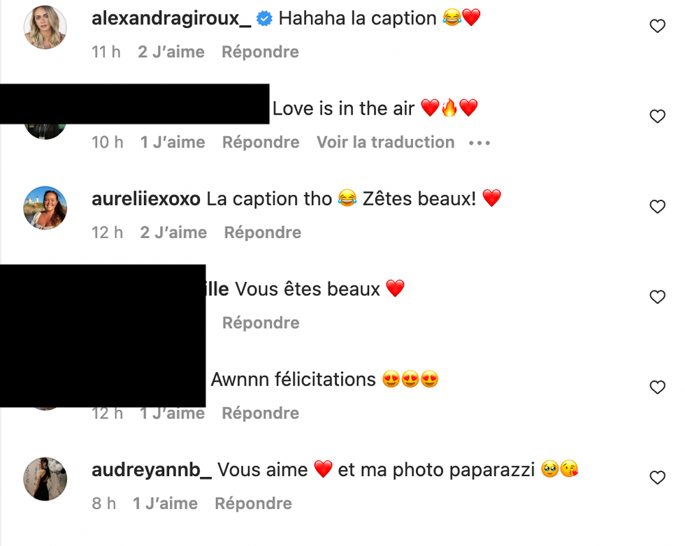 Commentaires sur Instagram.