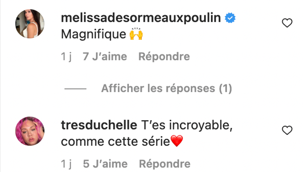 Commentaires sur Instagram.