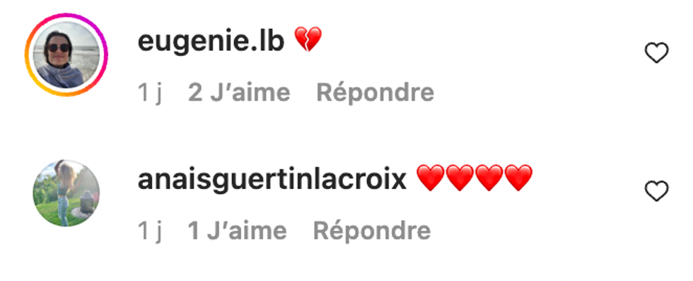 Commentaires sur Instagram.