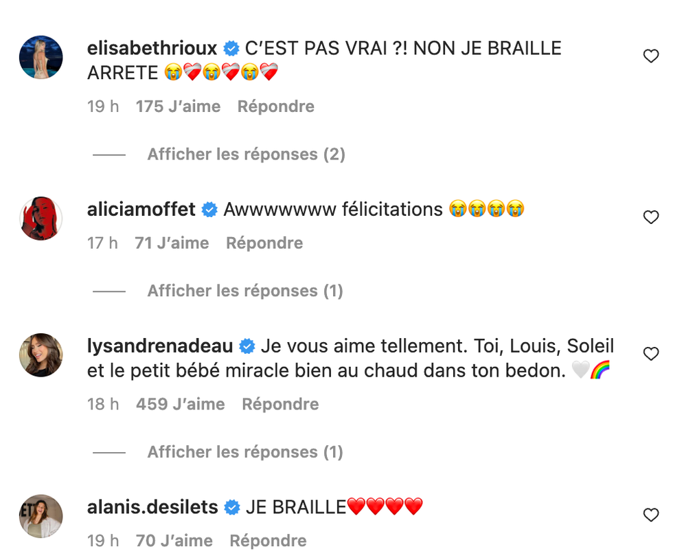 Commentaires sur Instagram.