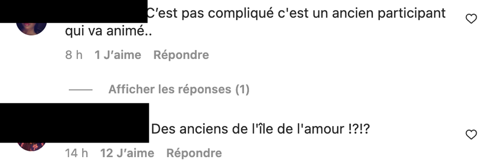 Commentaires sur Instagram.