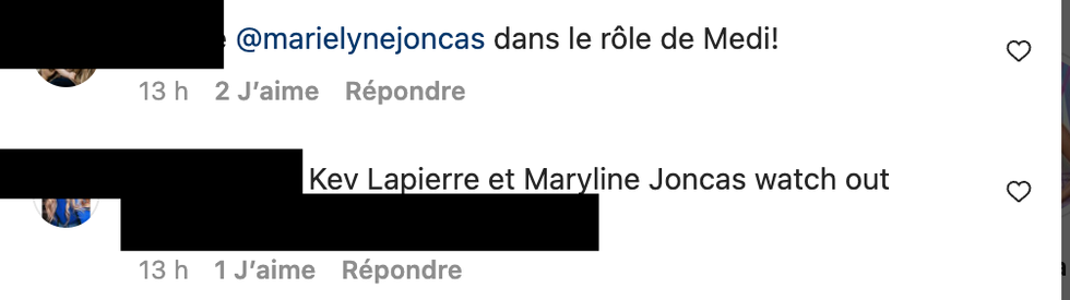 Commentaires sur Instagram.