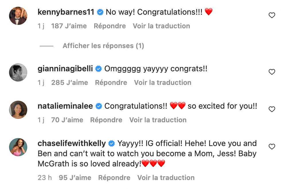 Commentaires sur Instagram.