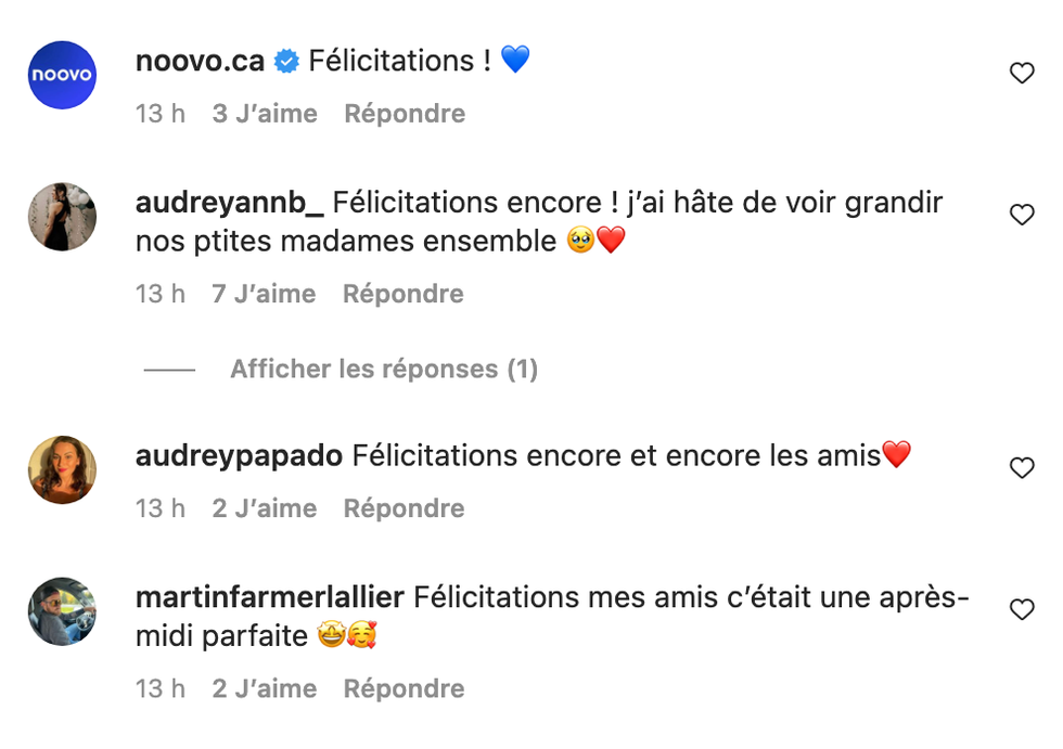 Commentaires sur Instagram.