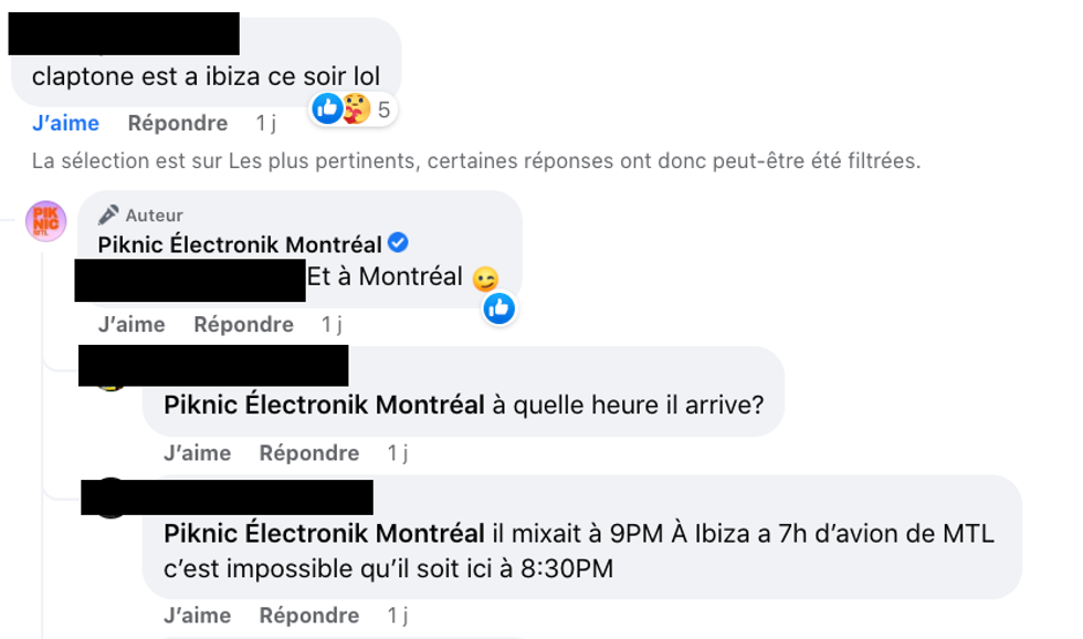 Commentaires sur la page du Piknic \u00c9lectronik
