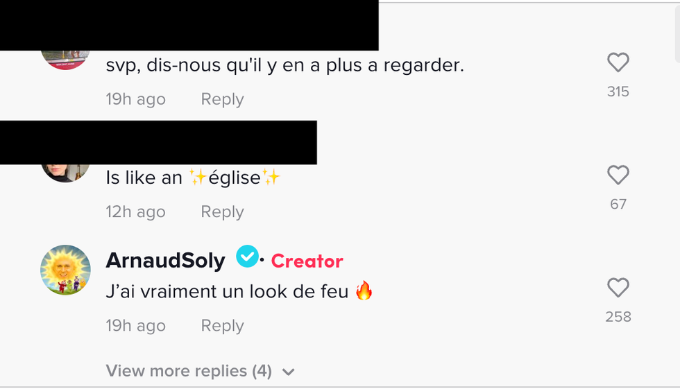 Commentaires sur TikTok.
