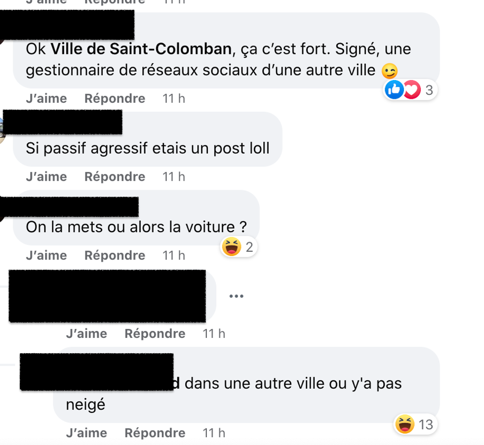 Commentaires \u00e0 la Ville de Saint-Colomban.