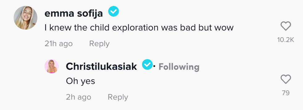 Comments on Hyland's TikTok.