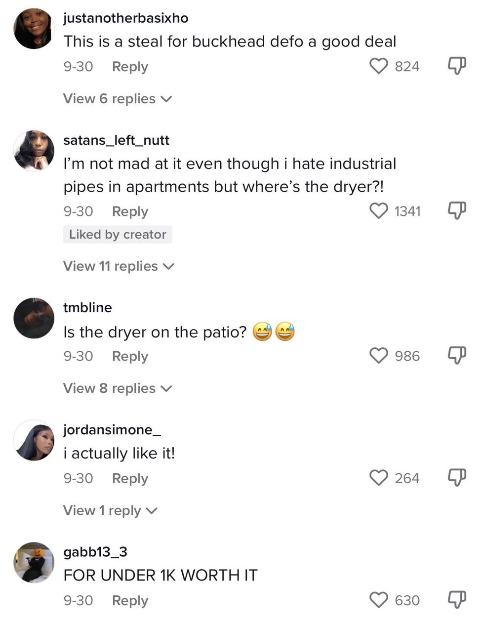 Comments on Marre's TikTok video.