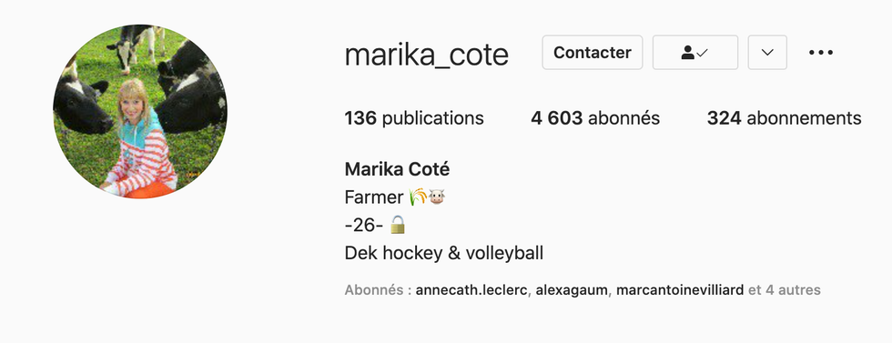 Compte Instagram de Marika de L'amour est dans le pr\u00e9 10.