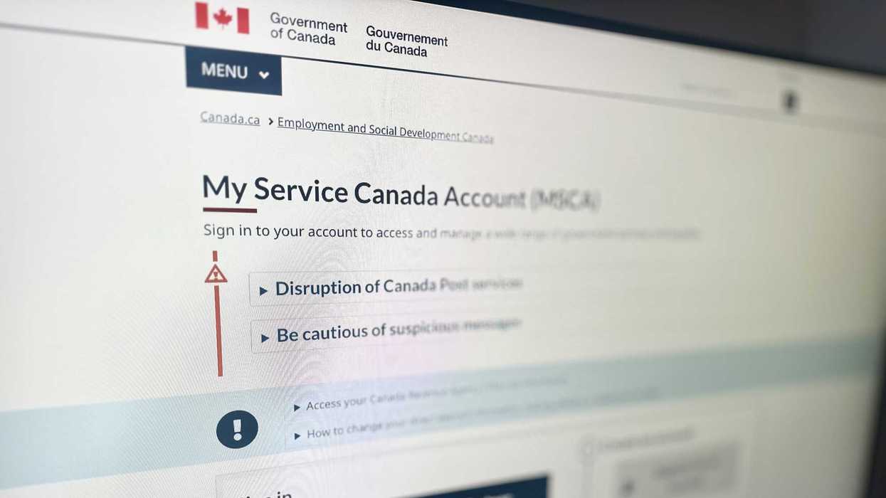 Computer screen on the My Service Canada Account homepage.