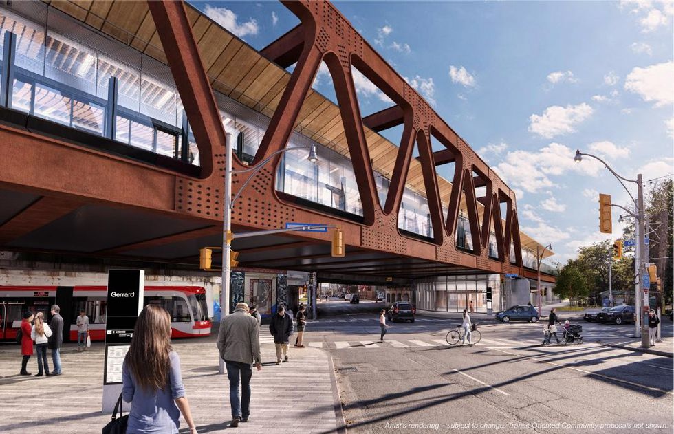 Concept for the future station at Carlaw Avenue and Gerrard Street.