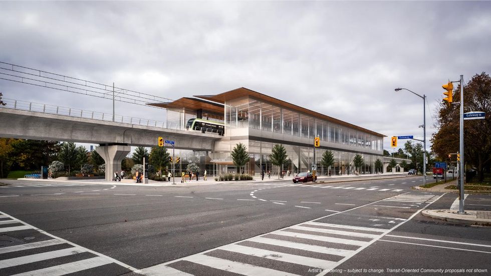 Concept for the future station at Don Mills Road and Gateway Boulevard.