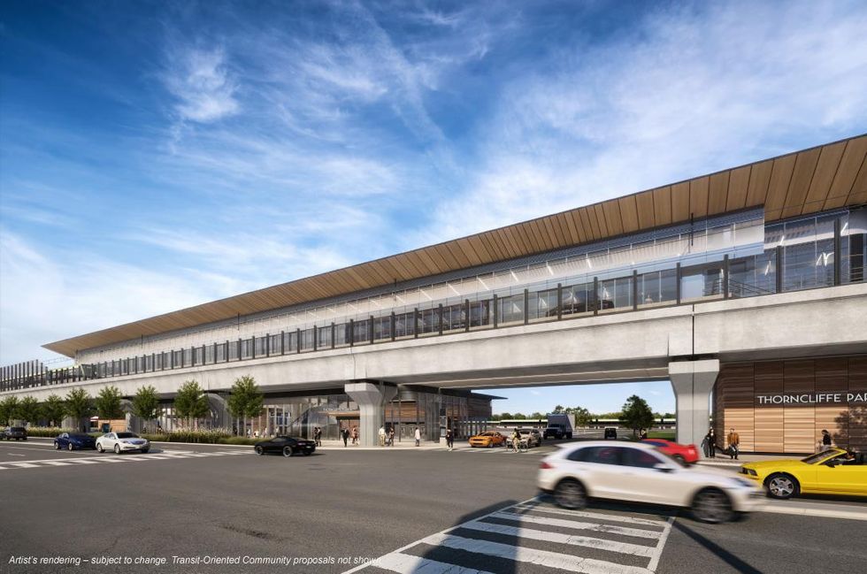 Concept for the future station at Overlea Boulevard and Thorncliffe Park Drive.