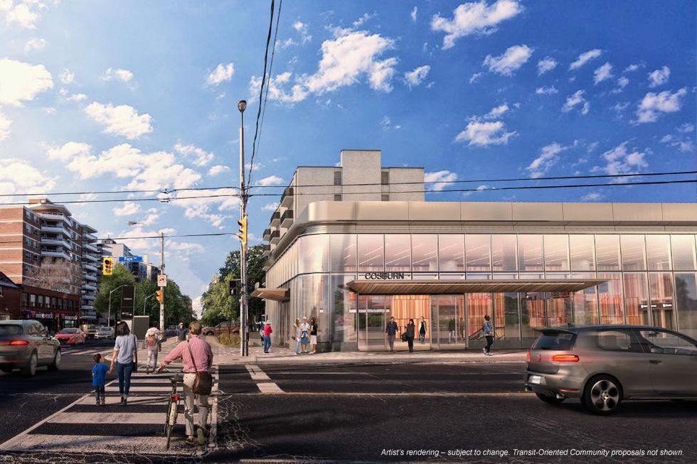 Concept for the future station at Pape and Cosburn avenues.