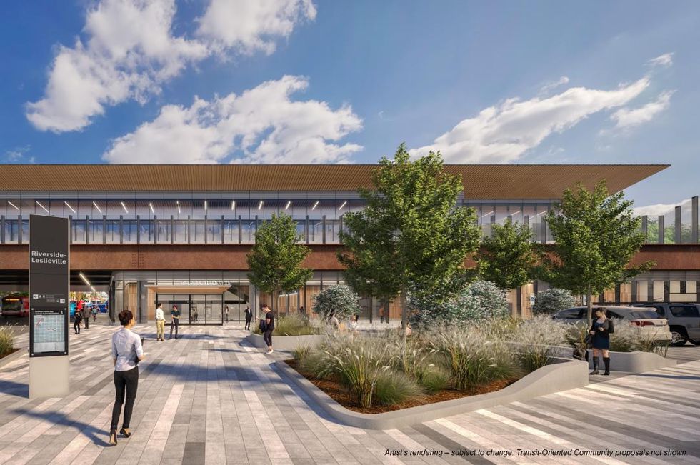 Concept for the future station at Queen Street East and Strange Street.