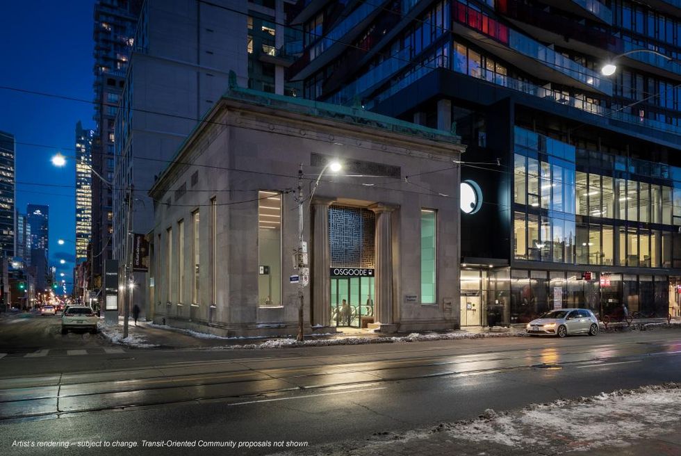 Concept for the future station at Queen Street West and Simcoe Street.