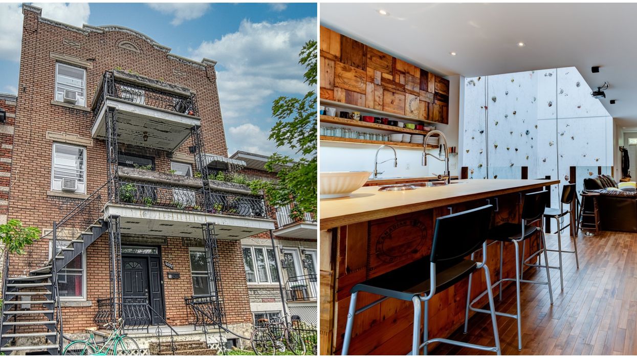Condo à louer à Montréal avec un mur d'escalade au milieu de la cuisine à Montréal