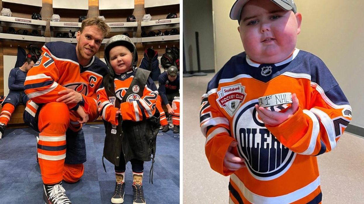 Connor McDavid and Ben Stelter. Right: Ben Stelter.