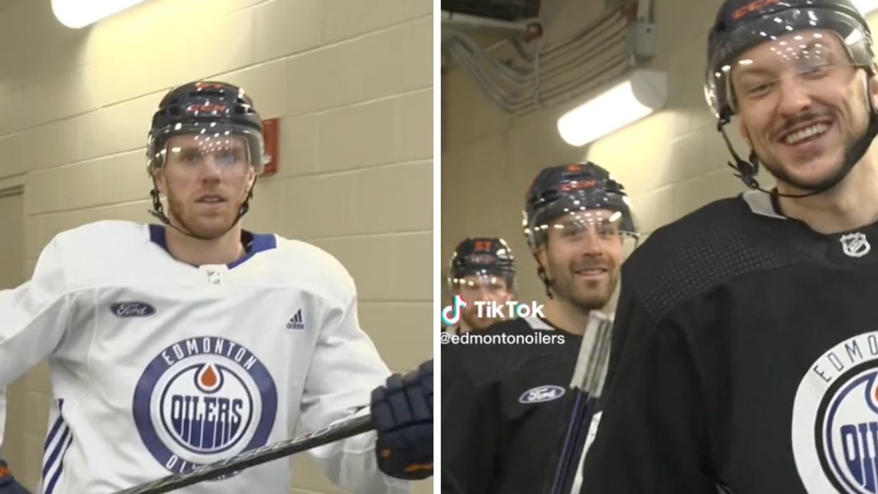 Connor McDavid. Right: Edmonton Oilers players revealed their favourite Canadian artists on TikTok.