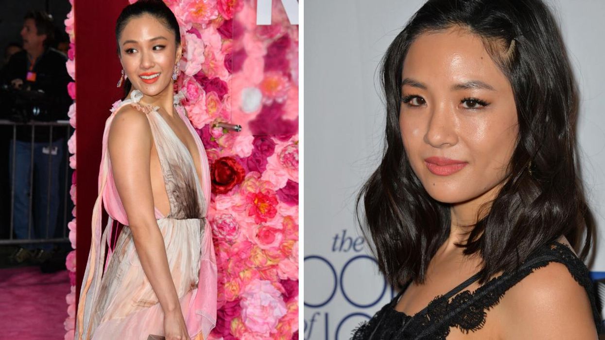 Constance Wu on a red carpet. Right: Constance Wu.