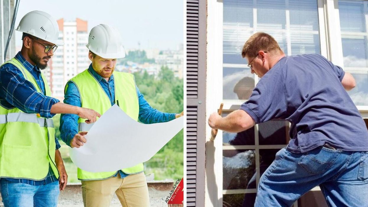 Construction workers. Right: A Carpenter