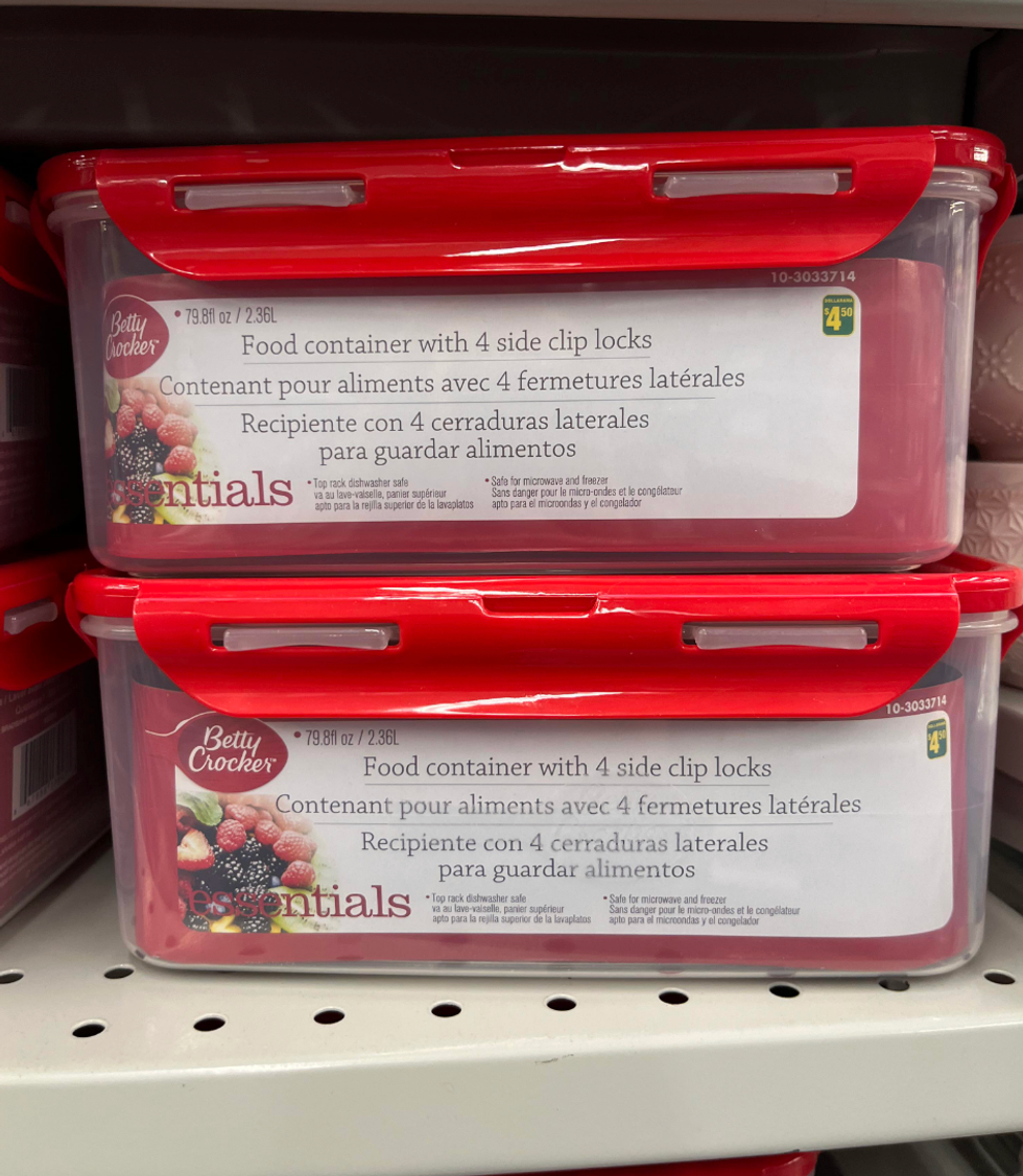 Contenant pour aliments en plastique du Dollarama.
