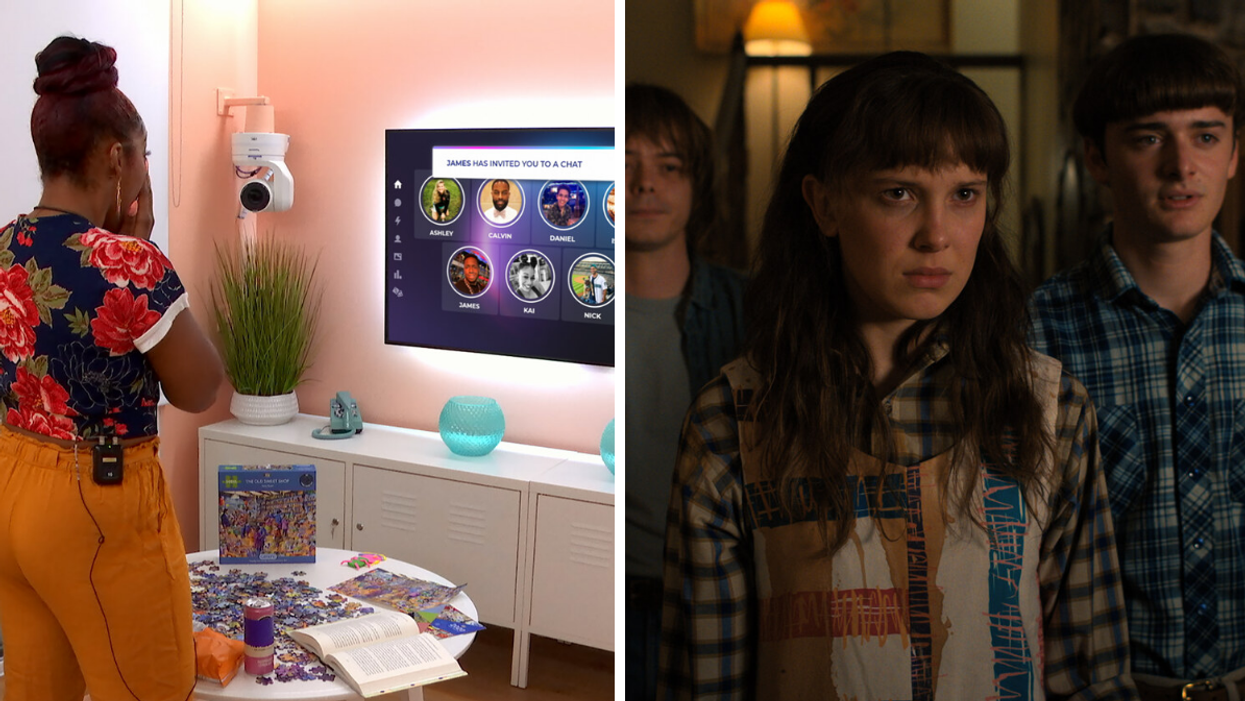 Contestant on The Circle reality show. Right: Millie Bobby Brown from Stranger Things.