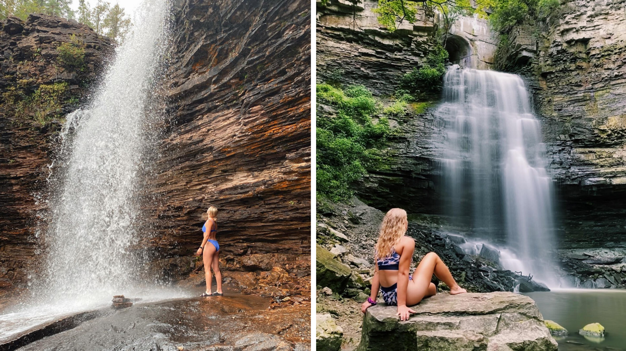 Cooling off next to magical waterfalls in Ontario.