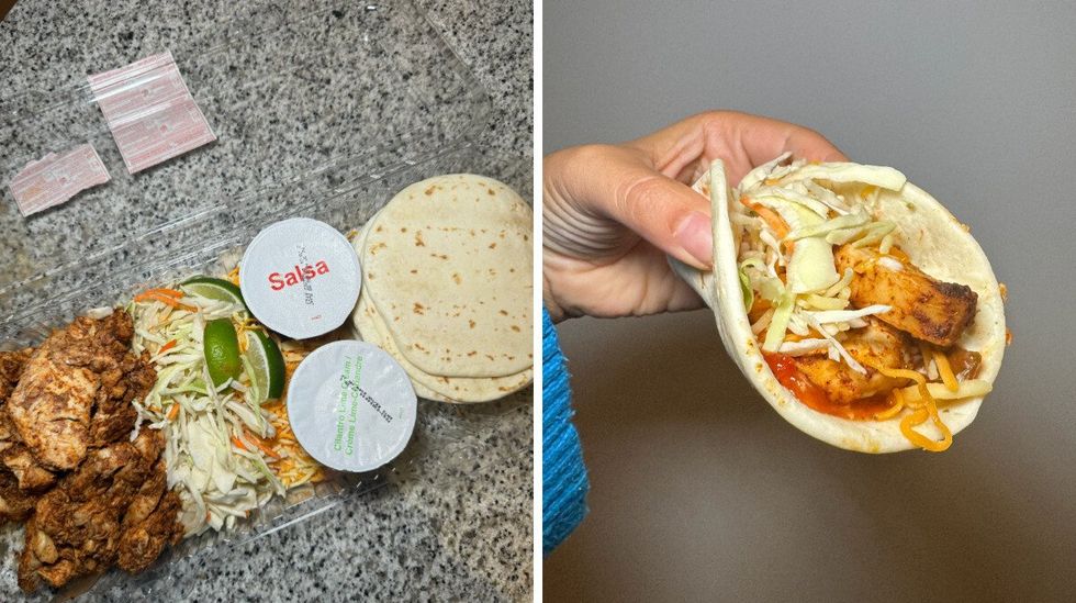 Costco Chicken Tacos before and after assembling it.